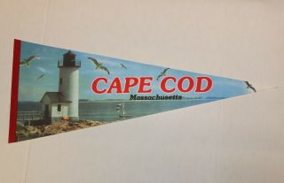 Vintage Cape Cod Massachusetts Souvenir Felt Pennant,  Lighthouse,  Travel