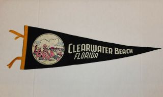 Vintage Clearwater Beach Florida Souvenir Felt Pennant,  Swim Suits,  Travel