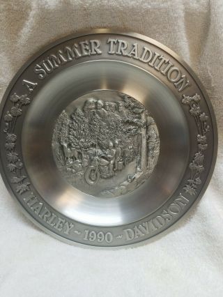 1990 Harley Limited Edition Summer Tradition Pewter Plate 1077 Of 1500