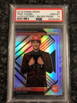 Trae Young 2018 - 19 Prizm Luck Of The Lottery Silver Refractor Rc Psa 10 Hot