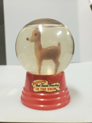 Vintage Christmas 1952 Rudolph The Red Nosed Reindeer Snow Globe Driss Company