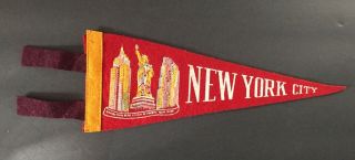 Vintage Pennant York City Empire State Building Statue Of Liberty Rca Bldg