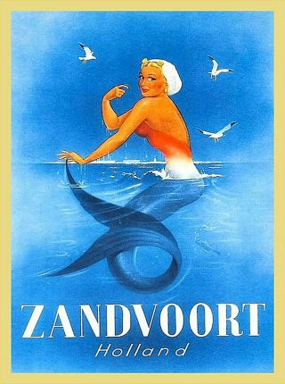 Zandvoort Holland Europe Mermaid Vintage Travel Art Poster Advertisement Print