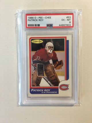 1986 O - Pee - Chee Patrick Roy Rookie Card 53 Psa 6 Montreal Canadiens
