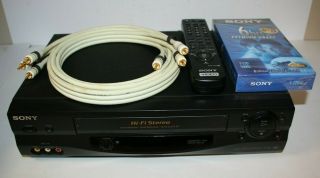 Sony Slv - N55 4 - Head Hi - Fi Vhs Vcr Player Recorder W/ Remote - &