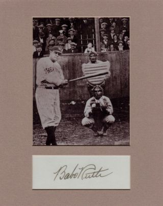 Babe Ruth,  Yankees,  Custom 8 By 10 Matted Reprint Photo & Reprint Autograph