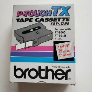 P - Touch Tx Tape Cassette Tx - 2521 Red On Clear 1 Inch Discontinued Vintage