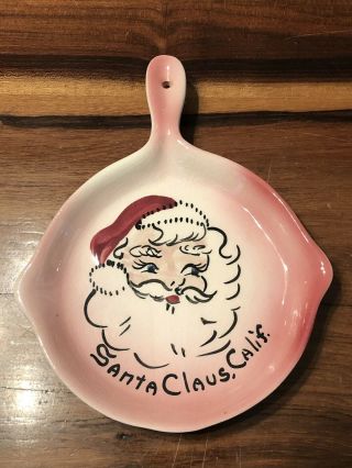 Vintage Santa Claus Lane Carpinteria,  Ca Christmas Ceramic Skillet Spoon Rest