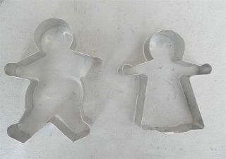 Vintage Gingerbread Man,  Lady Cookie Cutters Aluminum Old Christmas Men Cutter