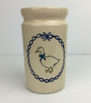 Crock Shop California Pottery Kitchen Utensil Country Farm Duck Holder Vase Vtg