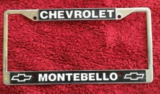Vintage Montebello California Chevy Dealership Metal License Plate Frame Gm
