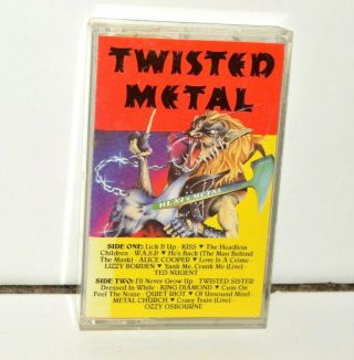 Twisted Metal Cassette Tape Vintage Heavy Metal Kiss Ozzy Alice Cooper Wasp