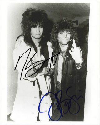 Nikki Sixx & Jon Bon Jovi Signed Photo 8x10 Rp Autographed Motley Crue