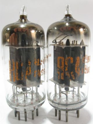 2 Matched 1960,  / - Rca 12ax7 (ecc83) Tubes - 17mmgray Plates,  Angled [[ ] Getter