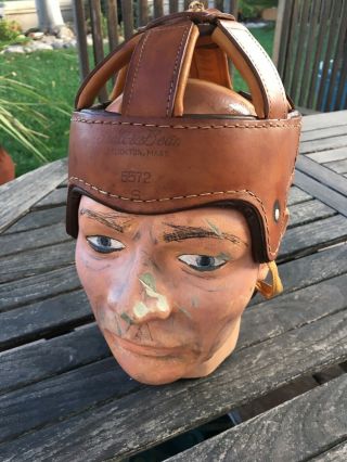 Awesome Old Antique 1930s Stall & Dean Vintage 6 Spoke All Leather Hockey Helmet