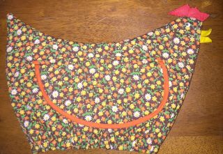 Vtg Toaster Cover Quilted Red Calico Chicken Retro 70s Mid Century