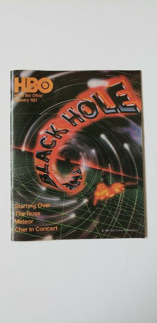 Vintage Hbo Guide Movie Promo 21 The Black Hole Alien Meteor Cher In Concert