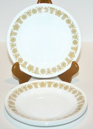 4 Corelle Corning Butterfly Gold Bread And Butter Dessert Plates 6 3/4 " Vintage