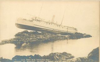 Sentinel Island,  Alaska - S.  S.  Princess May Wrecked - Old Real Photo Postcard