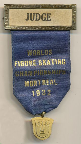 Badge World Figure Skating Championships 1932 Montreal Patinage Artistique