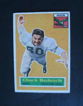 1956 Topps Football Card Chuck Bednarik 28 Eagles Vintage B