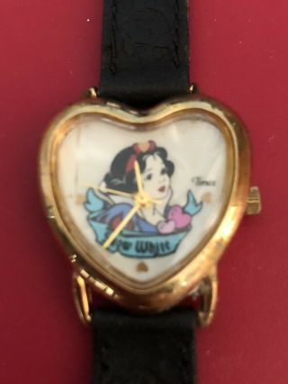 Vintage Timex Snow White Watch Walt Disney Heart Shaped Wristwatch
