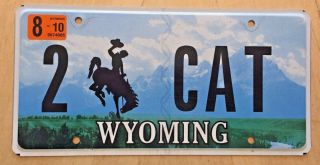 Wyoming Vanity License Plate " 2 Cat " Cats Meow Feline Pussycat Kitty Kitten