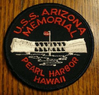 Uss Arizona Memorial Monument Pearl Harbor Hawaii Embroidered Round Patch Blue