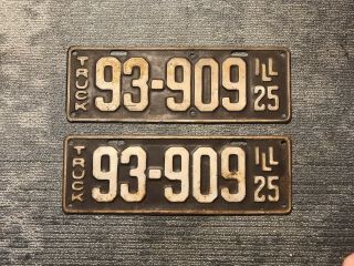 1920 Illinois Truck License Plate Matching Pair.