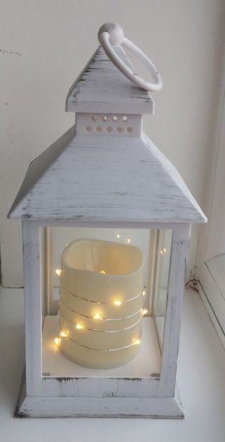 Christmas/wedding White Vintage - Style Lantern.  Battery Operated - Once