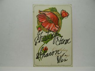 Vintage Embossed Flower Glitter Greetings From Sharon Wisconsin Postcard P13