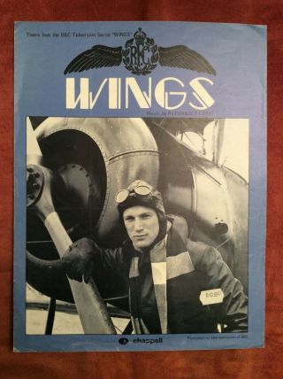 Vintage Piano Sheet Music " Wings " Theme From The Bbc Television Series 1976