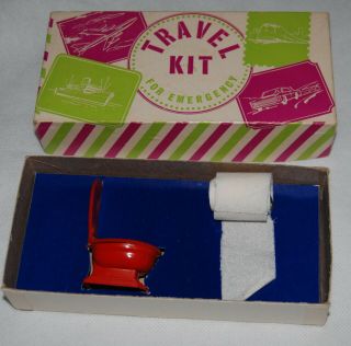 Vintage Travel Kit For Emergency 50s Novelty Gift Red Toilet Mini Toilet Paper