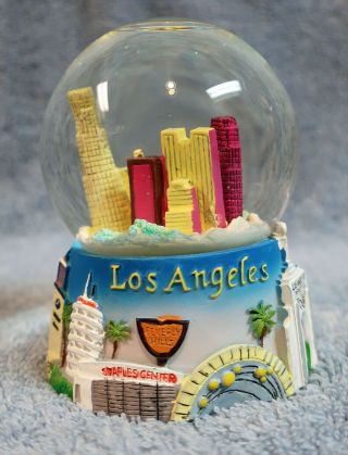 Los Angeles & Hollywood California Ca Snow Globe Souvenir 3.  5 " Tall Vg