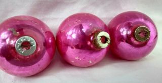 Vintage Christmas Ornaments PINK Mercury Glass set of 3 made in USA 3