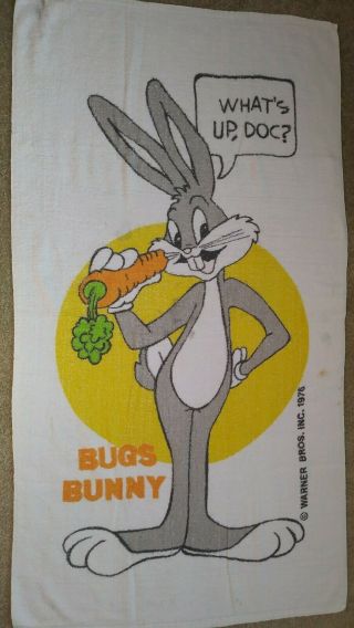 Vintage 1976 Bugs Bunny Towel Warner Bros Looney Tunes