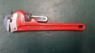 Vintage Rigid 10 - Inch Heavy Duty Pipe Wrench The Ridge Tool Co.