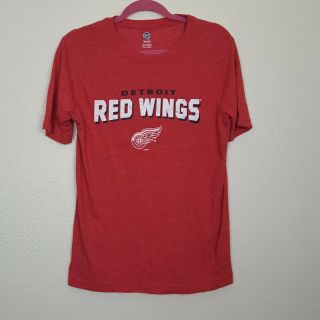 Mens Nhl Detroit Red Wings Red T Shirt Size M Medium Front And Back Print