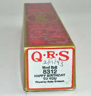 Qrs Player Piano Roll Happy Birthday To You 8312 Word Roll Vintage