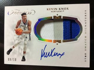 Kevin Knox 2019 - 20 Panini Flawless Collegiate Gold Patch Auto D 09/10