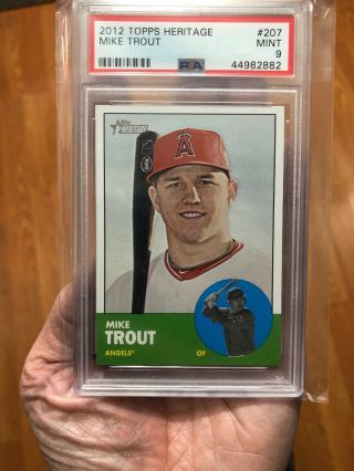 Mike Trout 2012 Topps Heritage 207 - Psa 9 - Angels - Rookie Rc