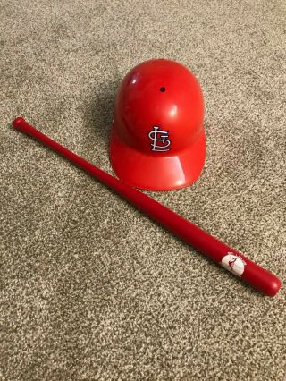 Vtg 1989 St.  Louis Cardinals Official Mlb Wooden Mini Baseball Bat 22 " & Helmet