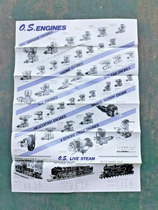Vintage Japanese O.  S.  Rc Engines Fold Out Brochure Year Unknown