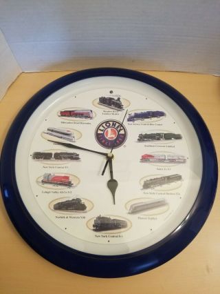 Lionel Train Wall Clock W/hourly Locomotive Train Sounds - -