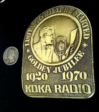 Kdka Radio Pittsburgh Pa 1920 - 70 Golden Jubilee Metallic Gold Tone Cork Coaster