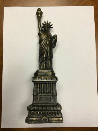 Vintage 9 - 1/2 " Metal Statue Of Liberty,  Liberty Island,  Ny.
