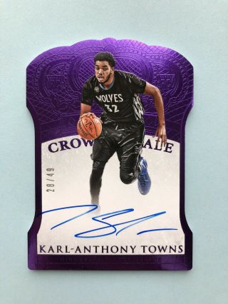 2015 - 16 Karl - Anthony Towns Preferred Crown Royale Rookie Autograph Rc Auto 28/49
