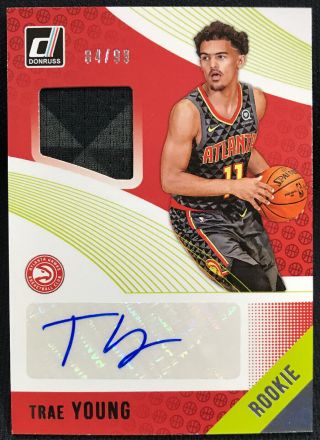 2018 - 19 Panini Donruss Trae Young Rc Hawks Rpa Rookie Patch Auto /99 Case Hit