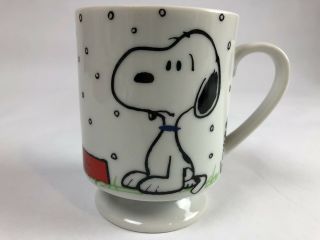 Vintage Snoopy 1958 Snow French Toast Peanuts White Glass Novelty Footed Mug