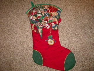 Vintage Giant Christmas Stocking 32 " Padded And Sequins